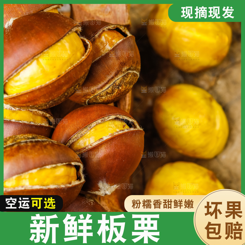 深底上放着新鲜板栗