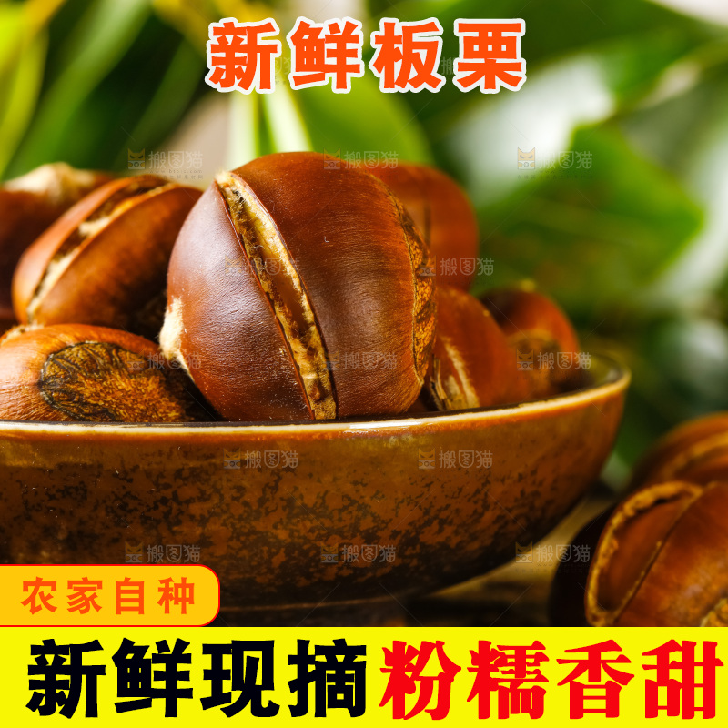 深底上放着生板栗