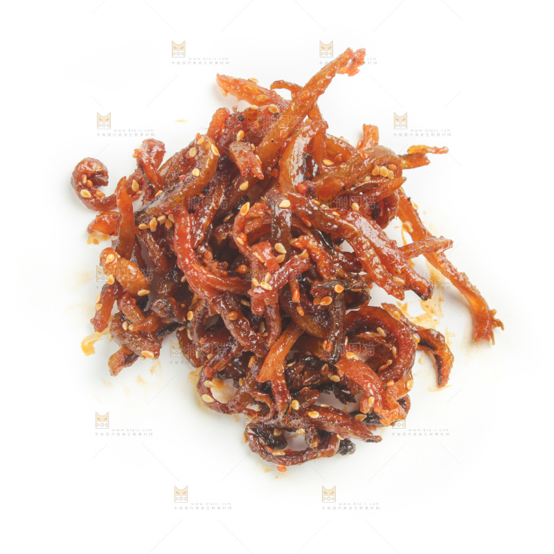 白底上的香辣鳗鱼干