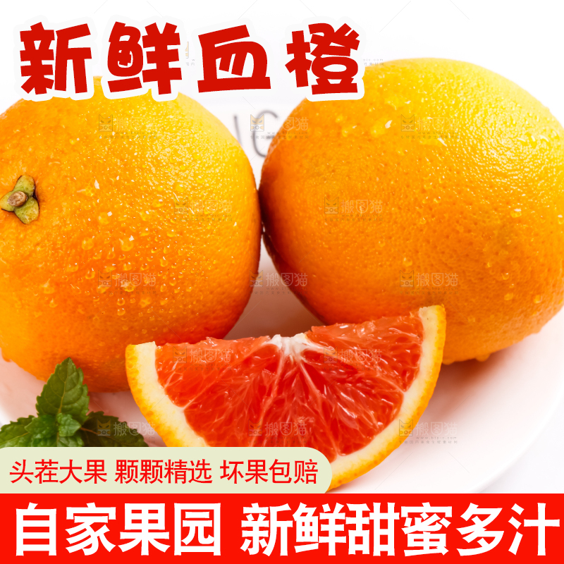 白底上放着橙子