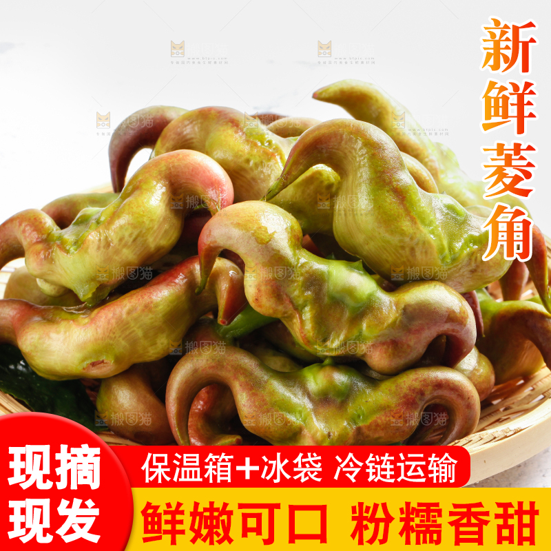 篮子里装着洪湖菱角