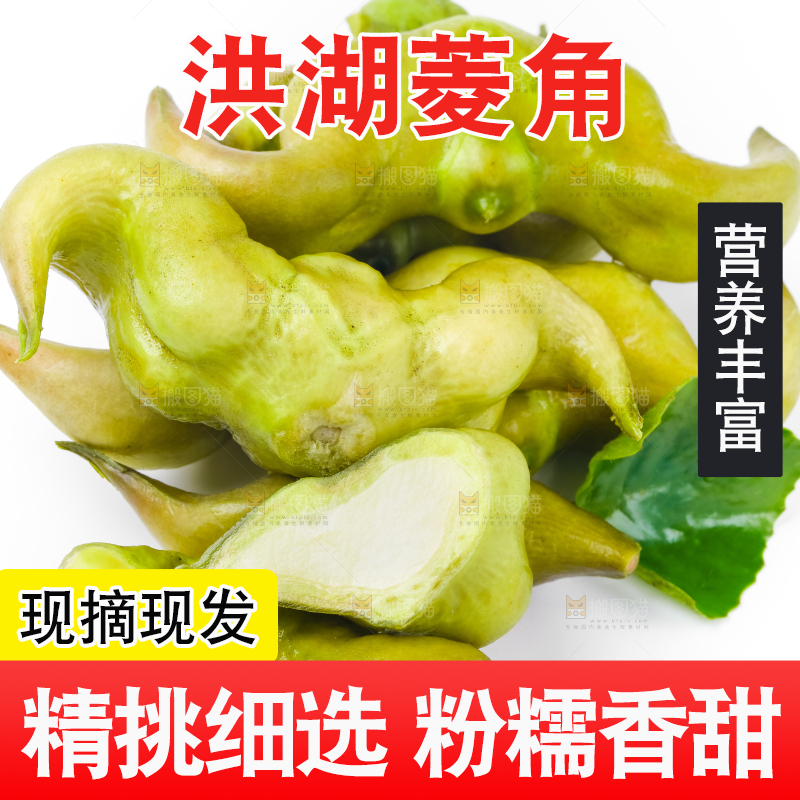 白底上放着洪湖菱角