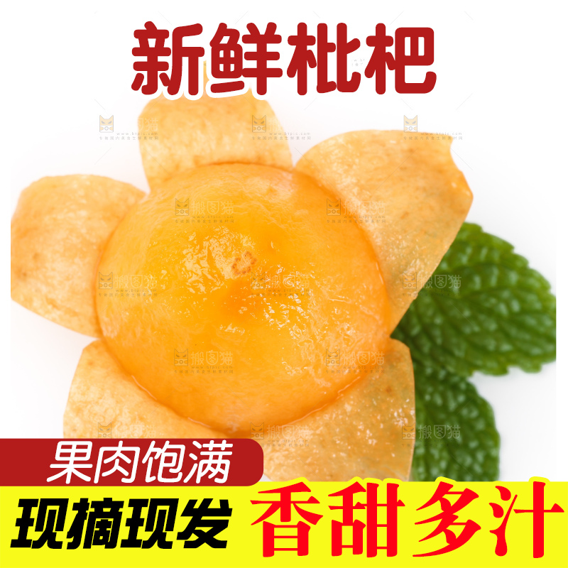 白底上摆放着米易枇杷