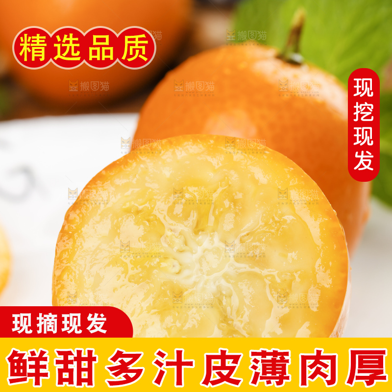 白盘子里放着金桔
