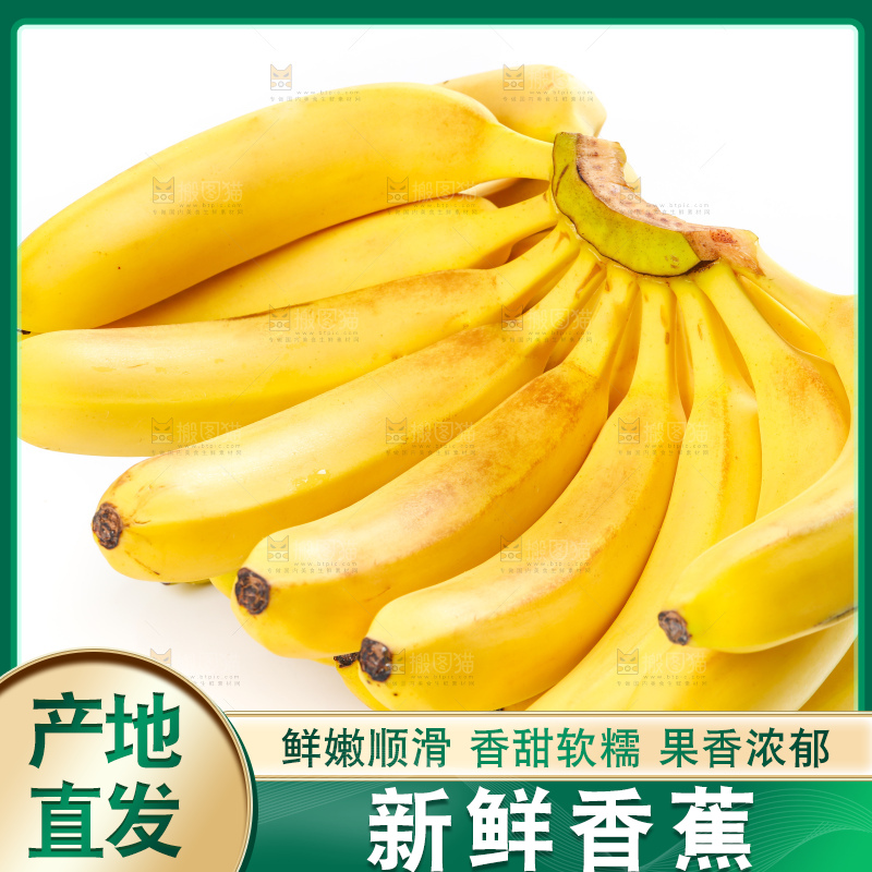 白底上的新鲜香蕉