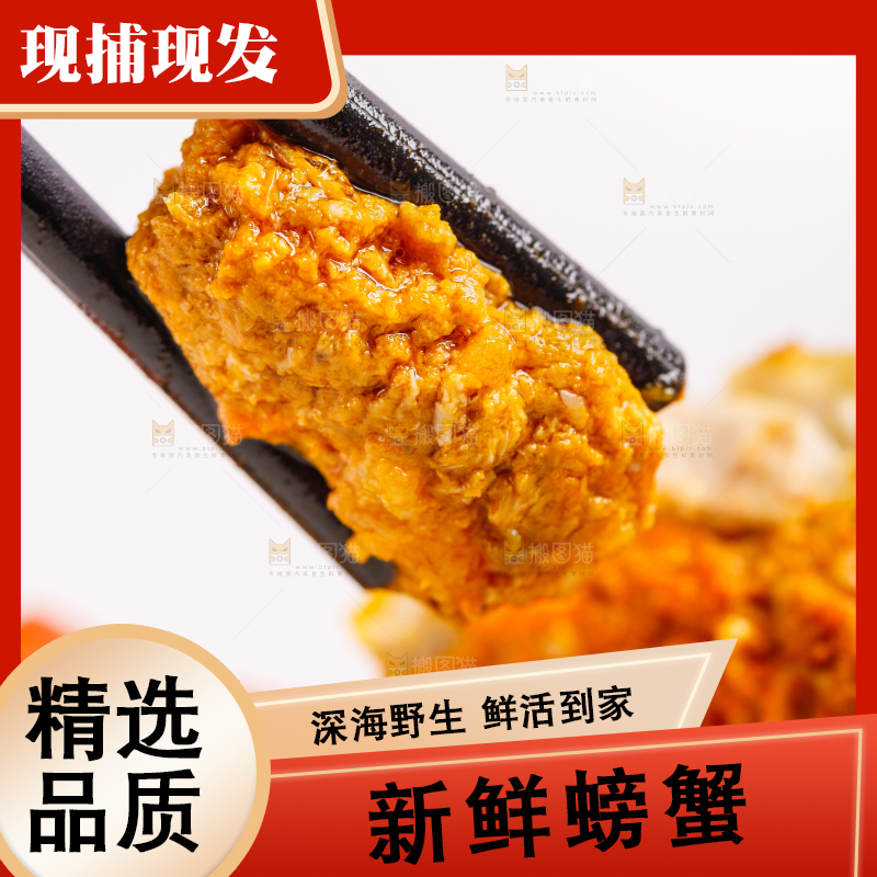 筷子上夹着清蒸螃蟹