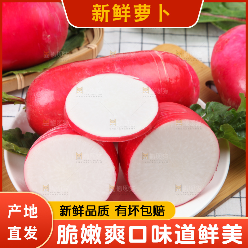 白格子底上的湖北红皮萝卜
