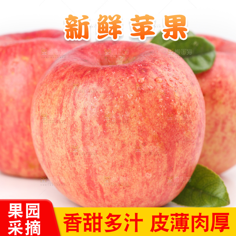 白底上放着冰糖心苹果