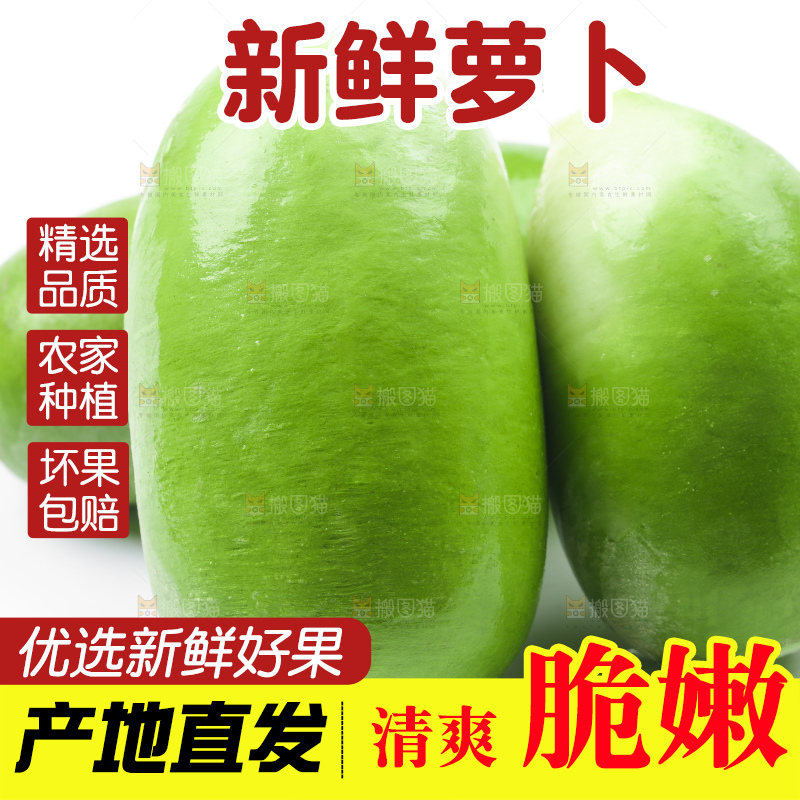 白底上放着青萝卜