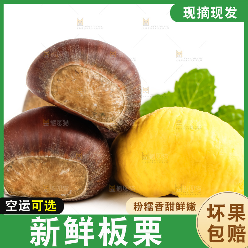 白底上放着生板栗