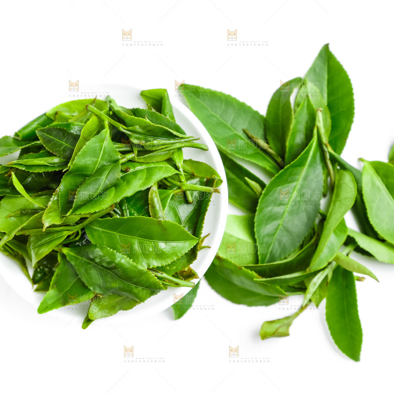 白底上摆放着茶叶子