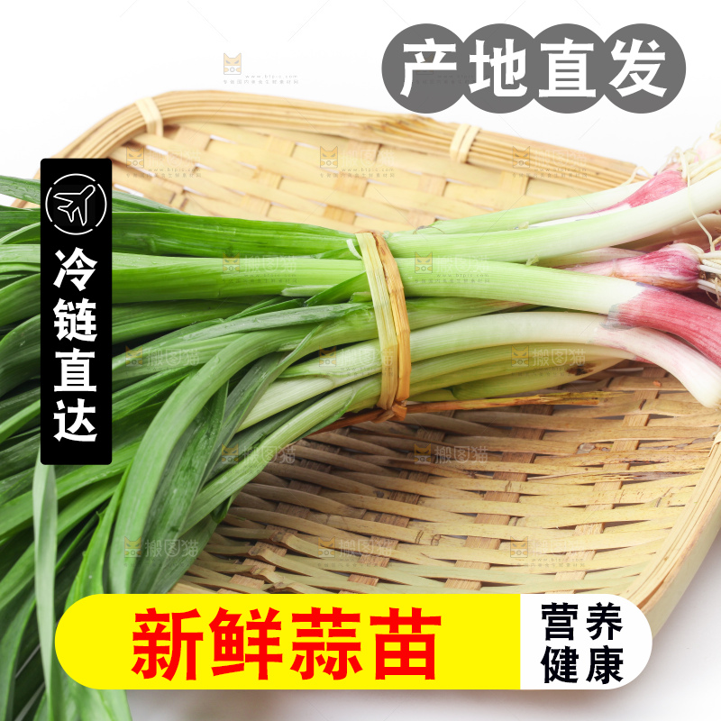 白底上放着蒜苗