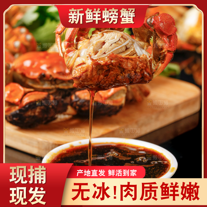 蘸着醋汁的螃蟹
