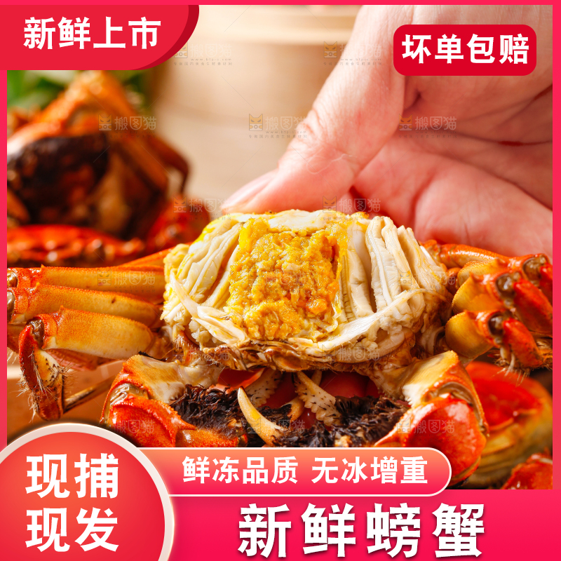 竹底上放着大闸蟹