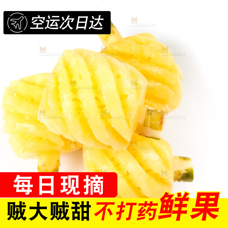 白底上的新鲜小菠萝