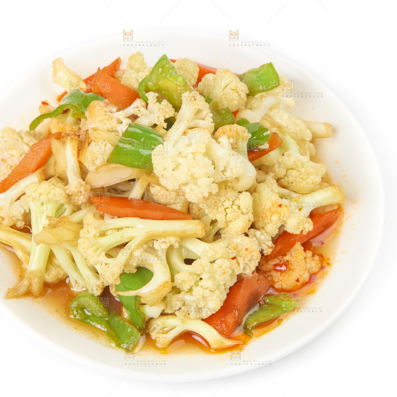 盘子装着花菜炒辣椒