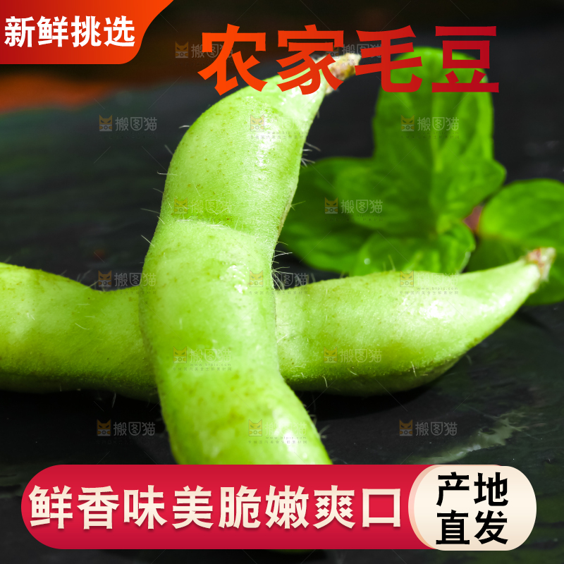 黑底上放着生毛豆