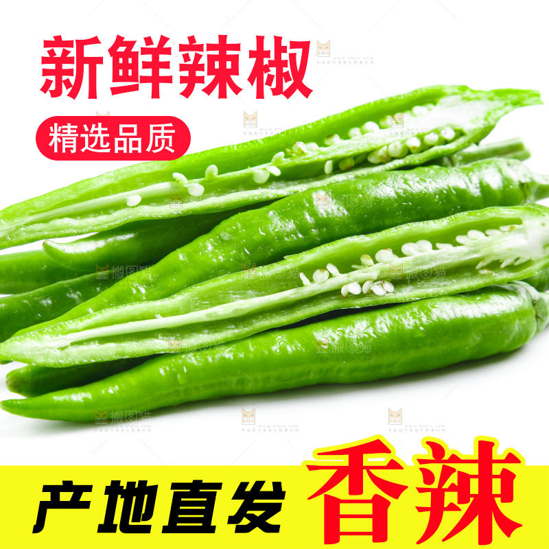 白底上摆放着新鲜杭椒