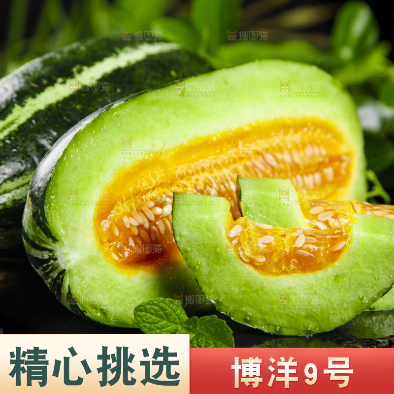 黑底上放着博洋甜瓜