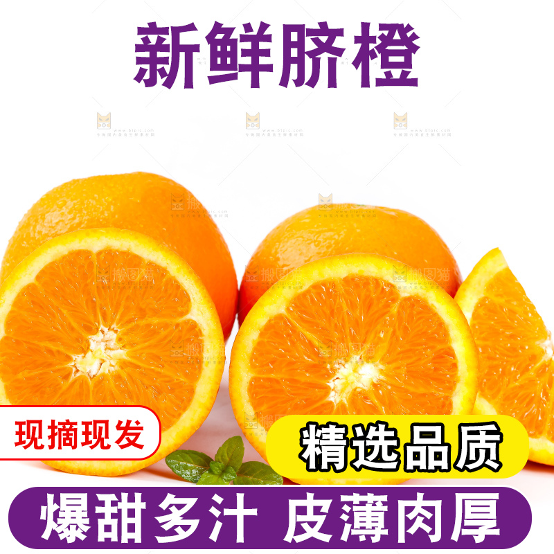 白底上摆放着湖北秭归伦晚脐橙