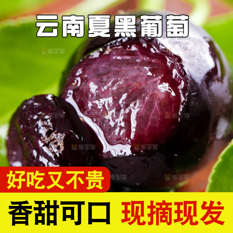 绿叶上摆放着葡萄