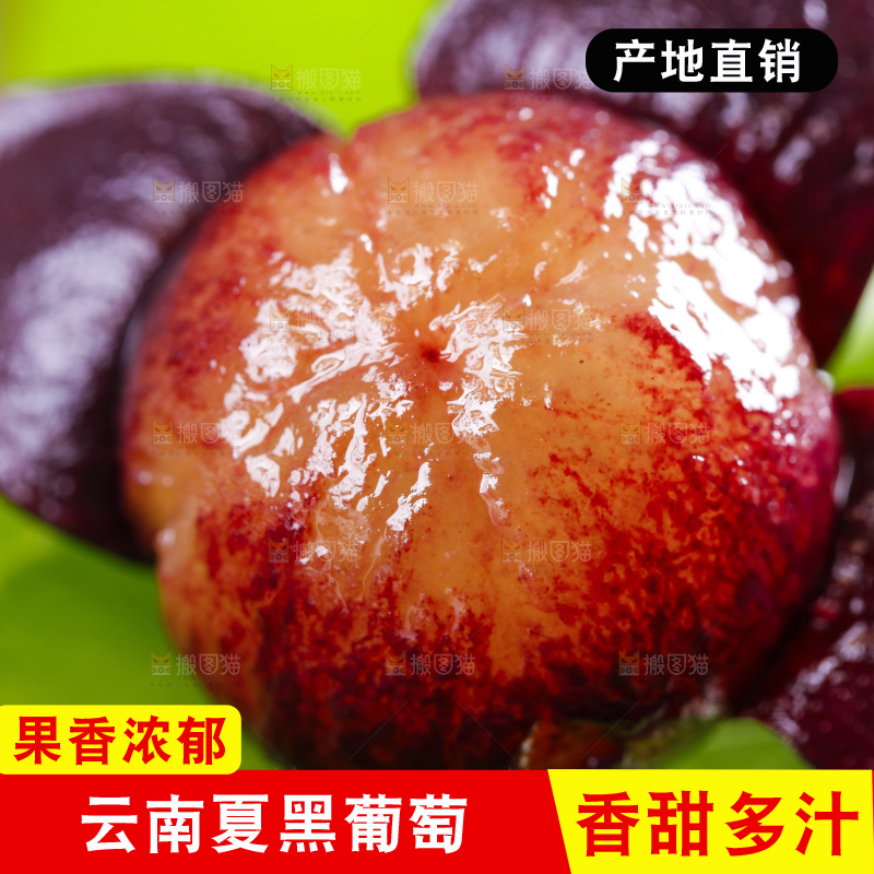 绿叶上摆放着葡萄