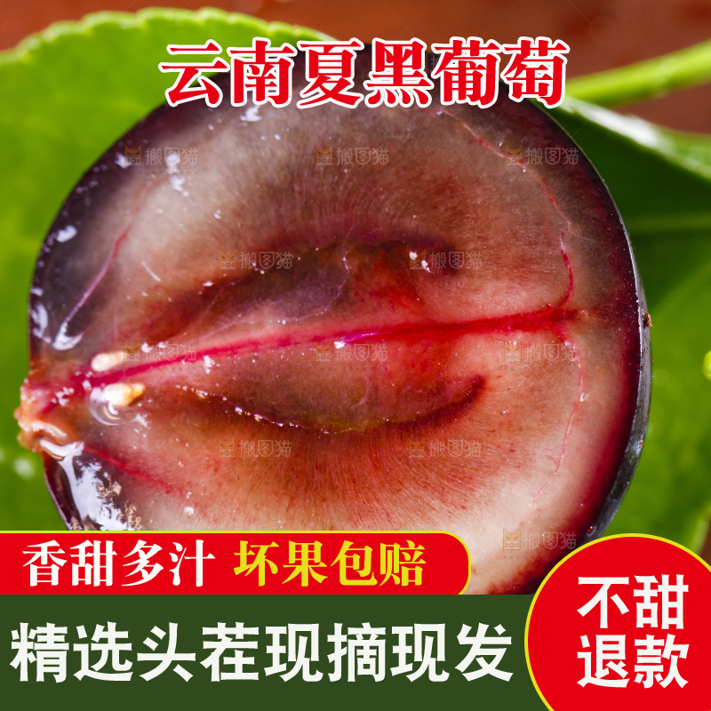绿叶上摆放着葡萄