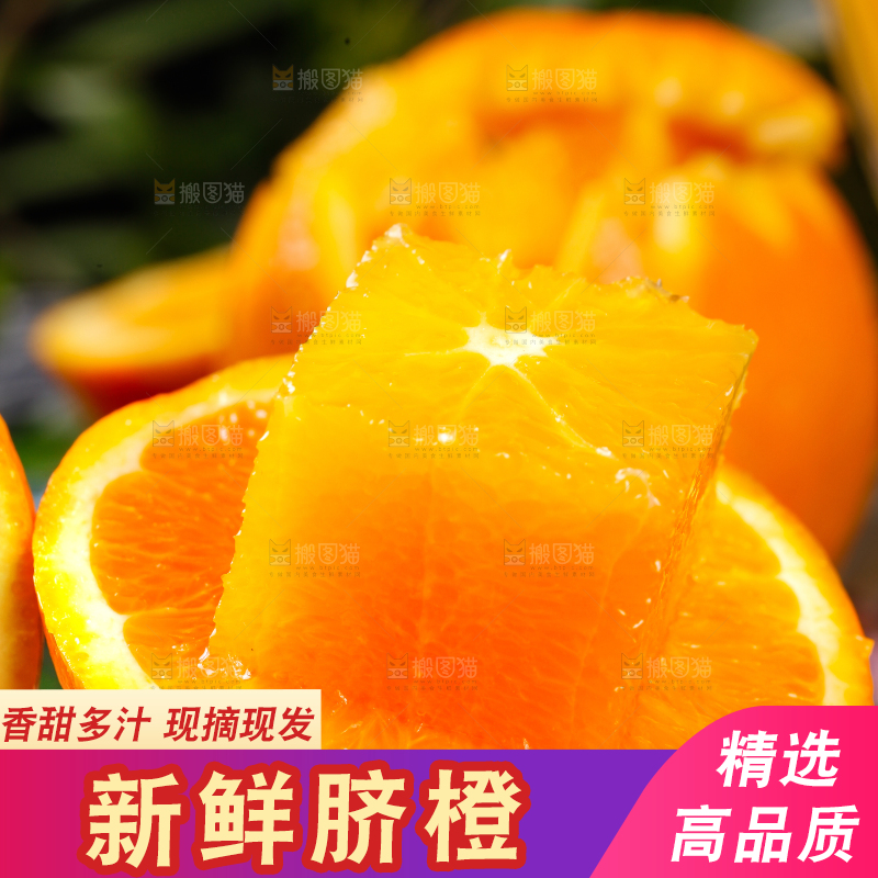 白底上摆放着脐橙