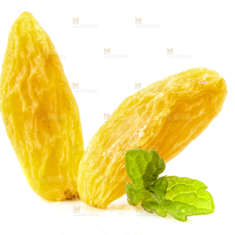 白底上摆放着绿葡萄干