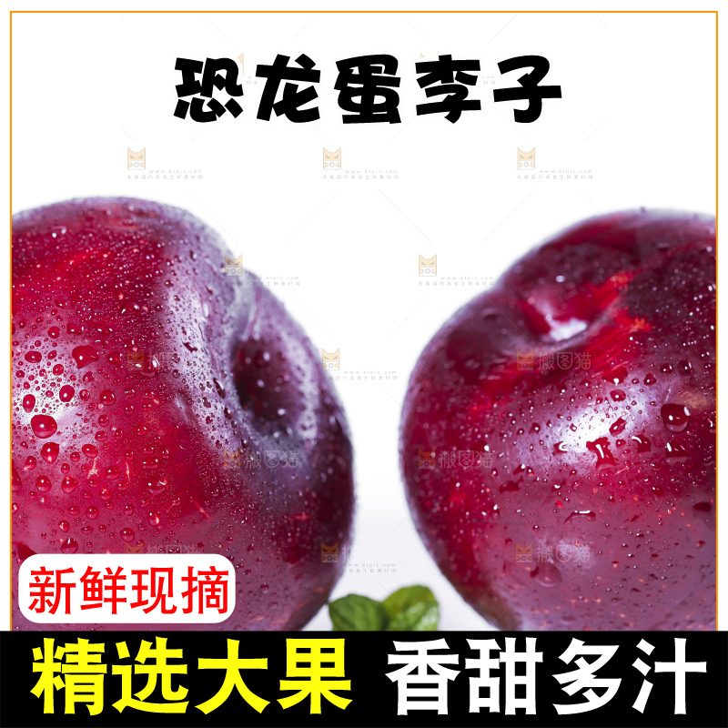 白底上摆放着新鲜恐龙蛋李