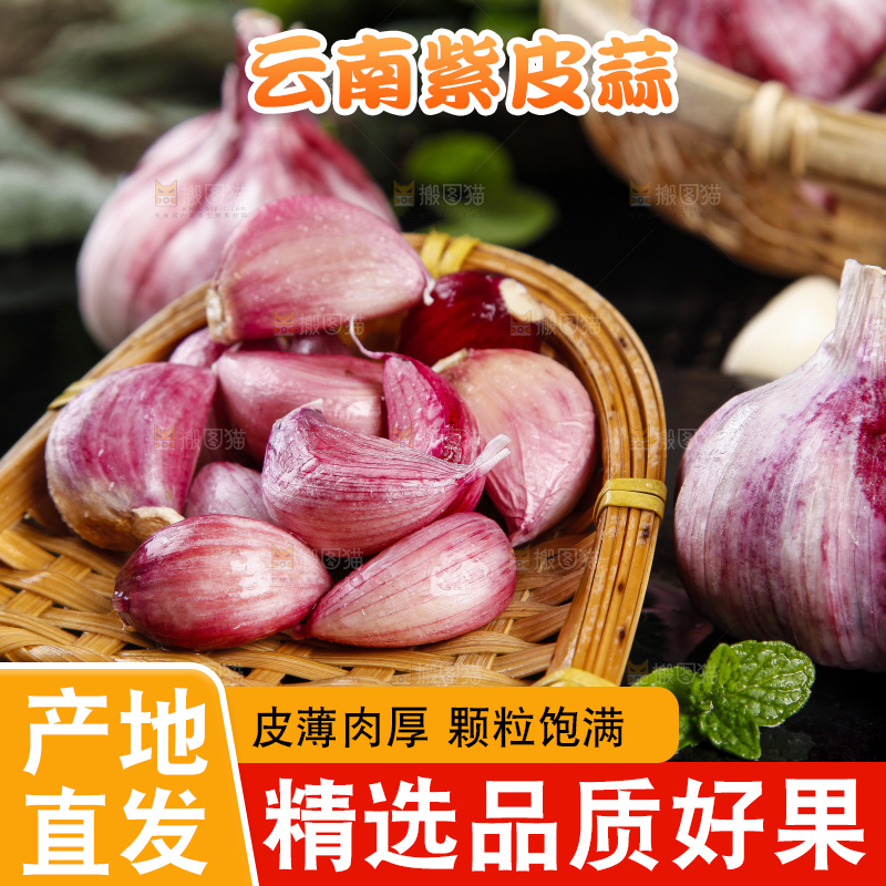 竹篮里放着紫皮鲜蒜