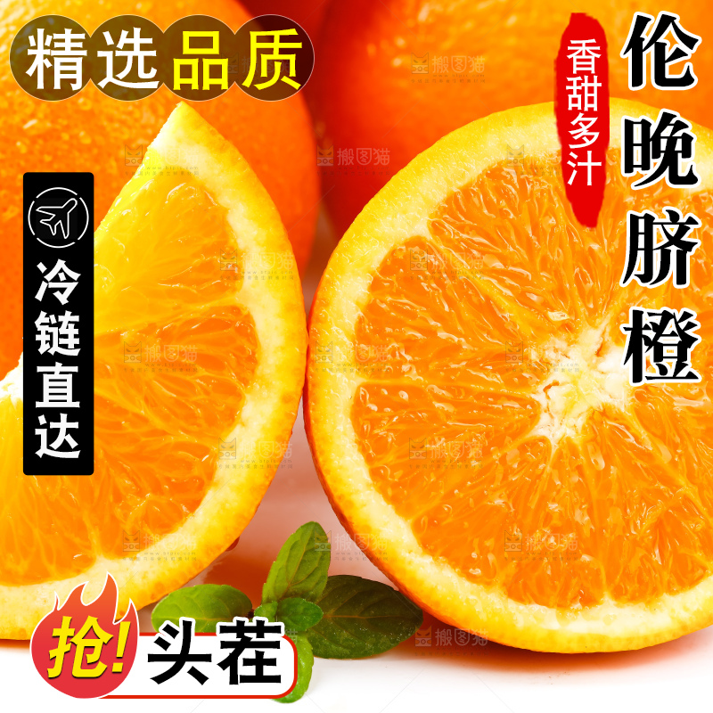 白底上放着伦晚脐橙