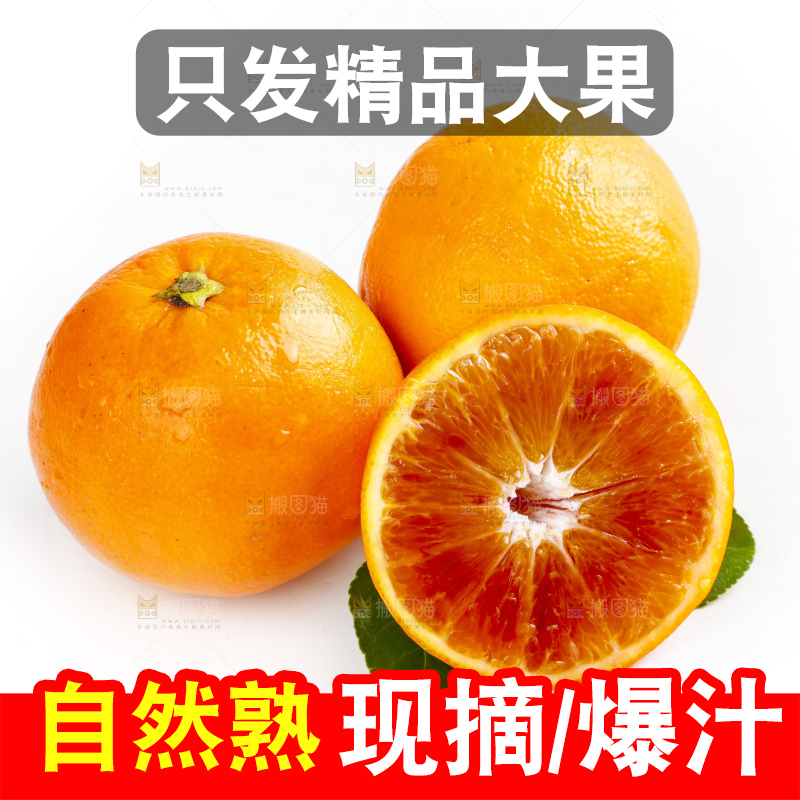白底上摆放着血橙