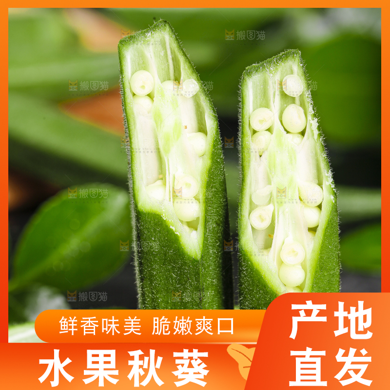 黑底上摆放着嫩秋葵