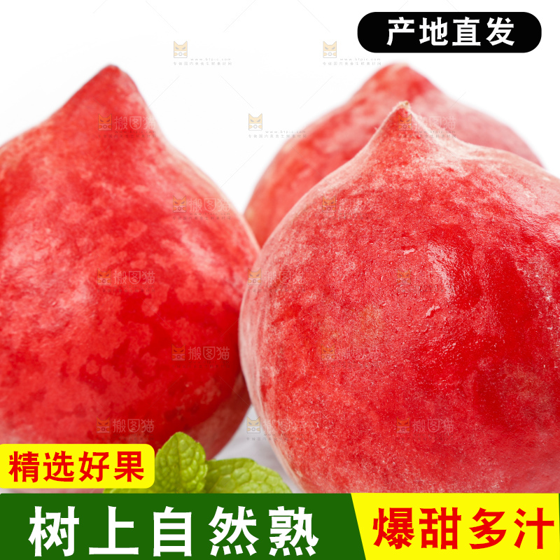 白底上放着春雪水蜜桃