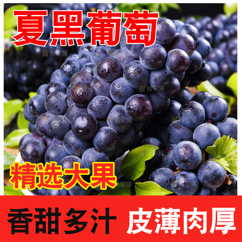盘子里装着夏黑葡萄