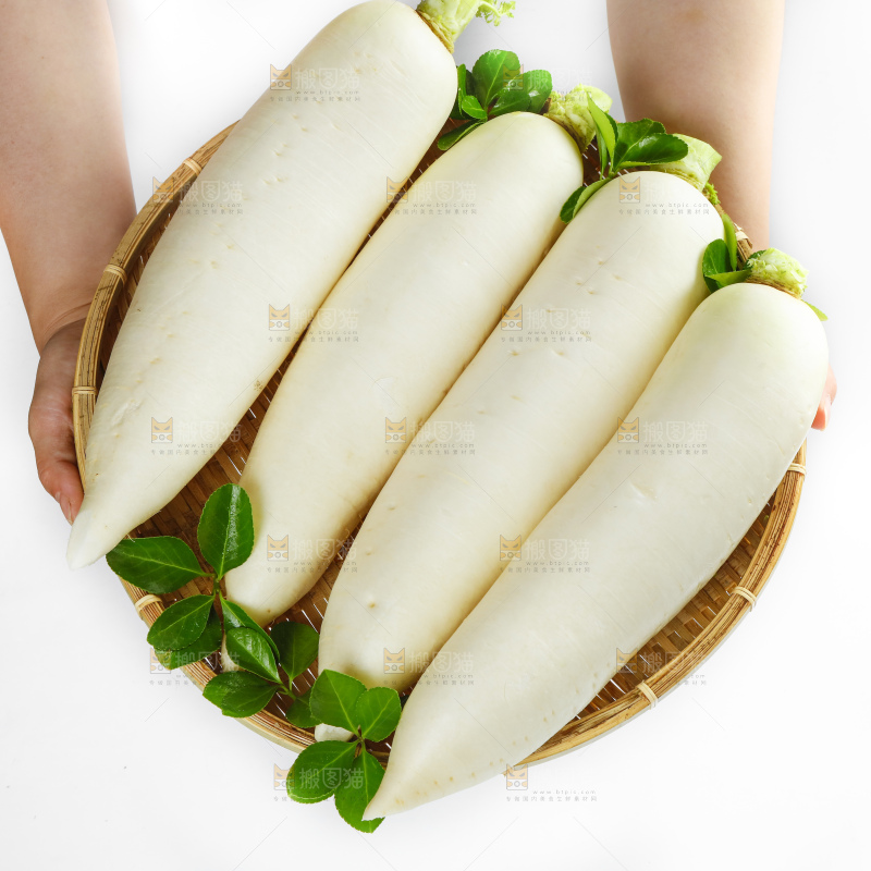 篮子里装着白萝卜