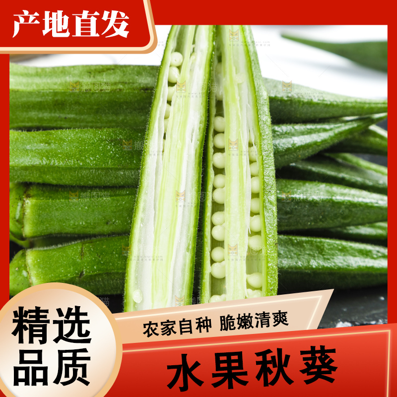 黑底上摆放着秋葵