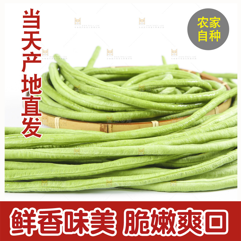 白底上放着长豇豆