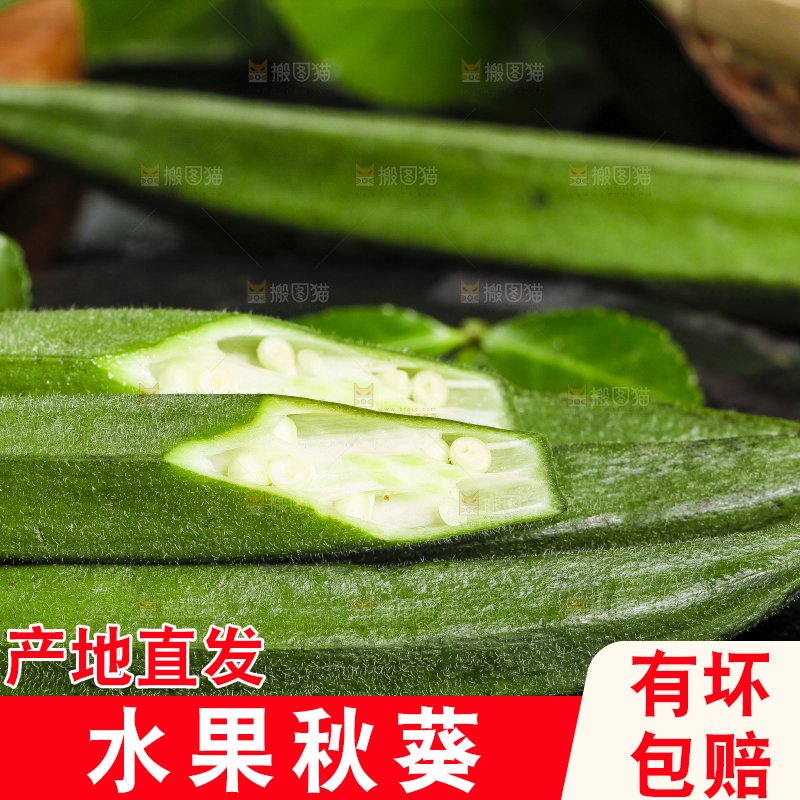黑底上摆放着嫩秋葵
