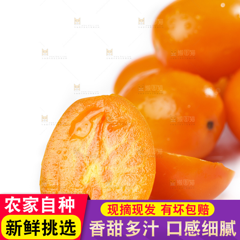 白底上的夏日阳光圣女果