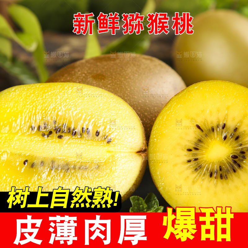 黑底上放着黄心奇异果