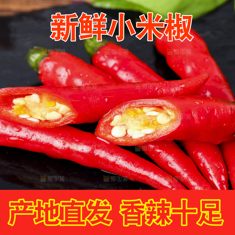 黑底上摆放着小米椒