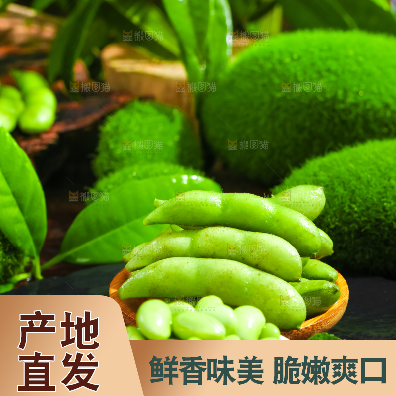 深底上摆放着嫩毛豆