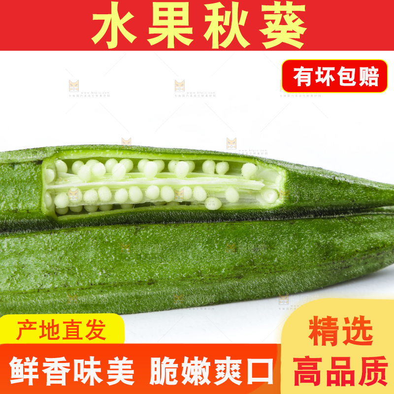 白底上摆放着秋葵
