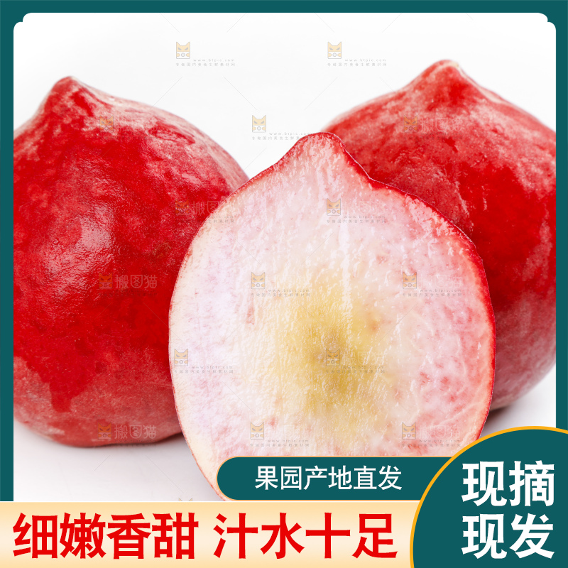 白底上摆放着水蜜桃