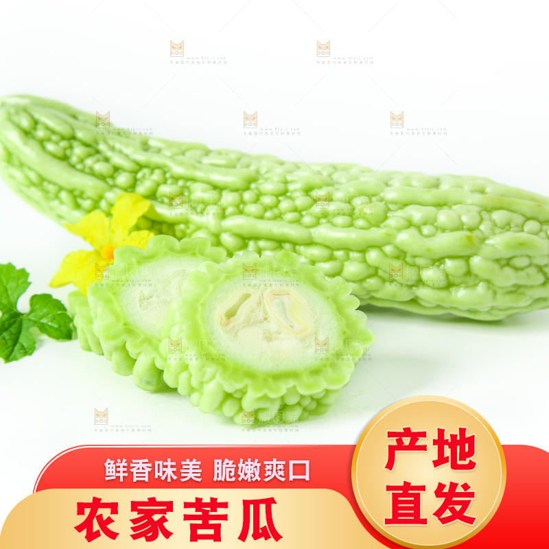 白底上放着的苦瓜