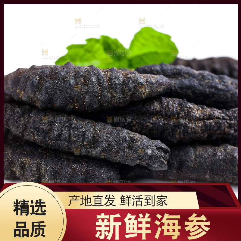 白底上放着干海参