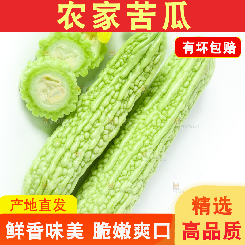 白底上放着的苦瓜