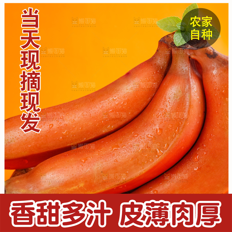 浅底上摆放着红皮香蕉